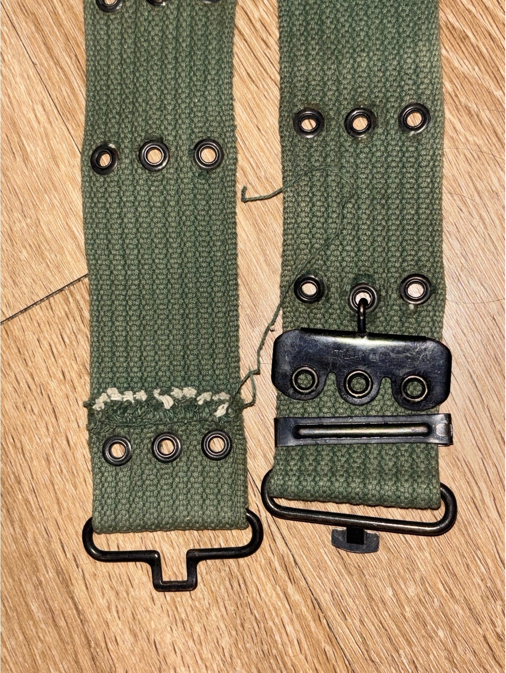 Vintage Taiwan Military Web Pistol Belt Olive Green D170
